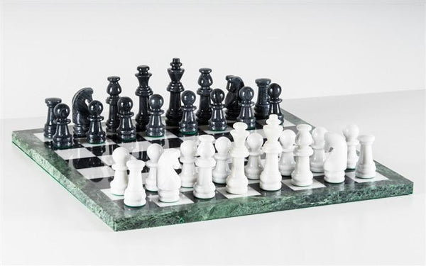 Luxury Chess Set, Inlaid with Black Semiprecious Stone