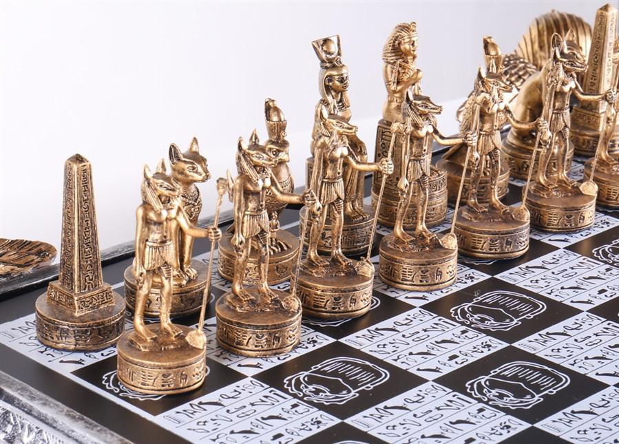 Gold and Silver Egyptian Chess Set - Chess House