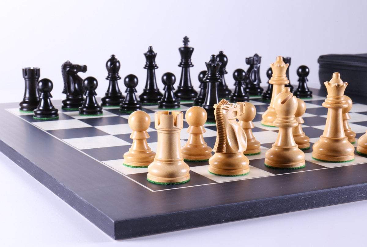 Italian Arabesque Staunton Gold & Sliver Chess Set & Elm Burl Chess Board  Package