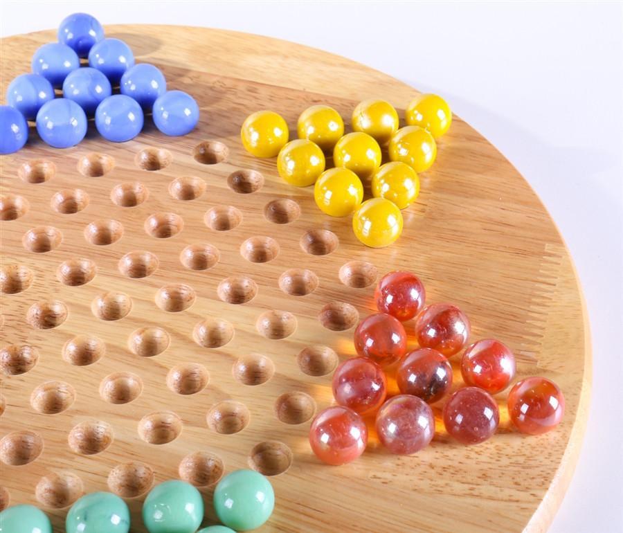 wooden chinese checkers with marbles