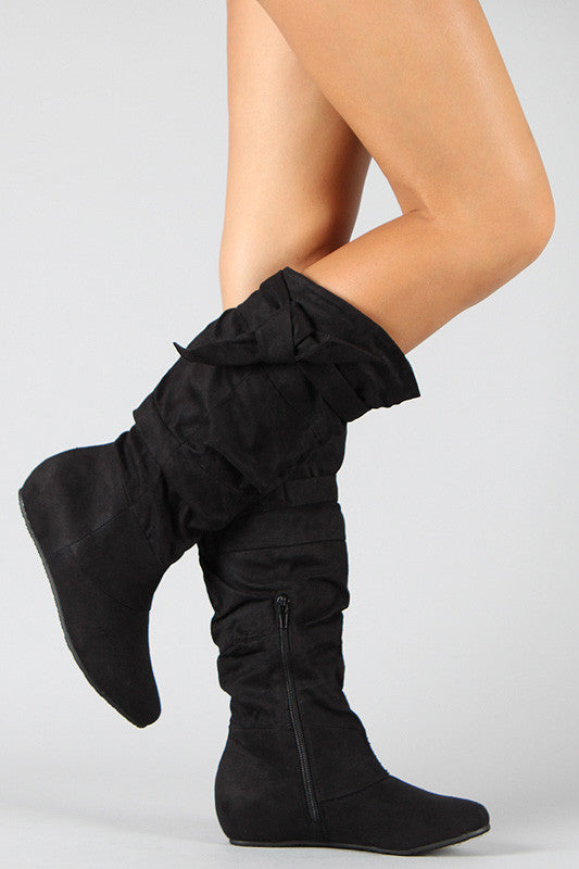 Slouchy Knee High Flat Boots