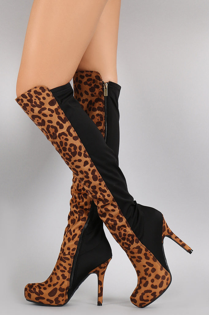 leopard print over knee boots