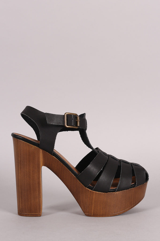 chunky wooden platform heels
