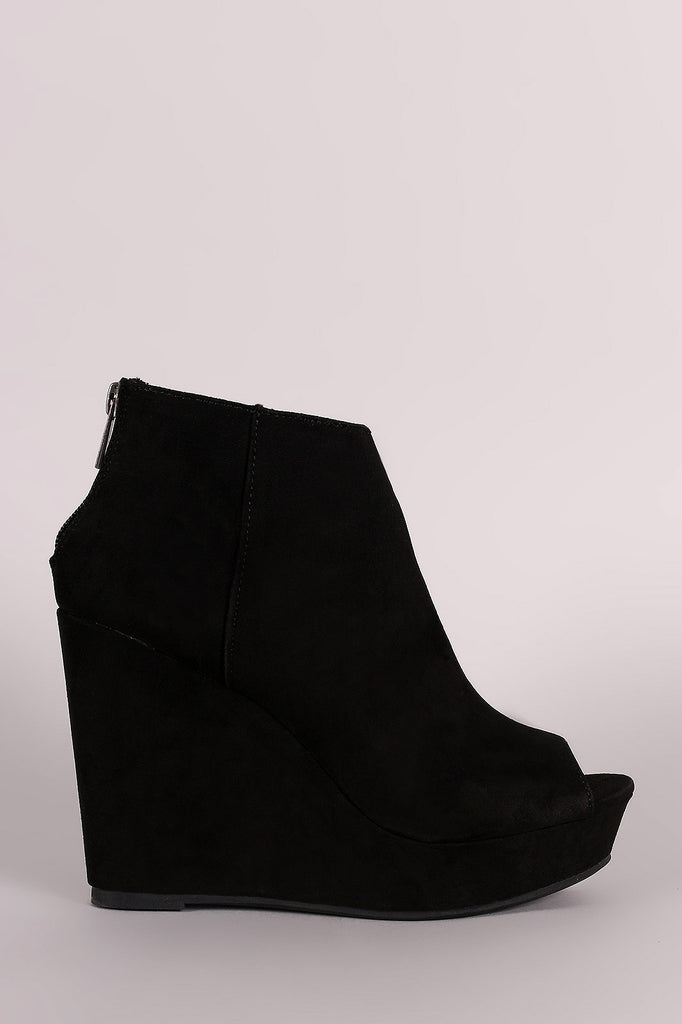 open toe wedge bootie