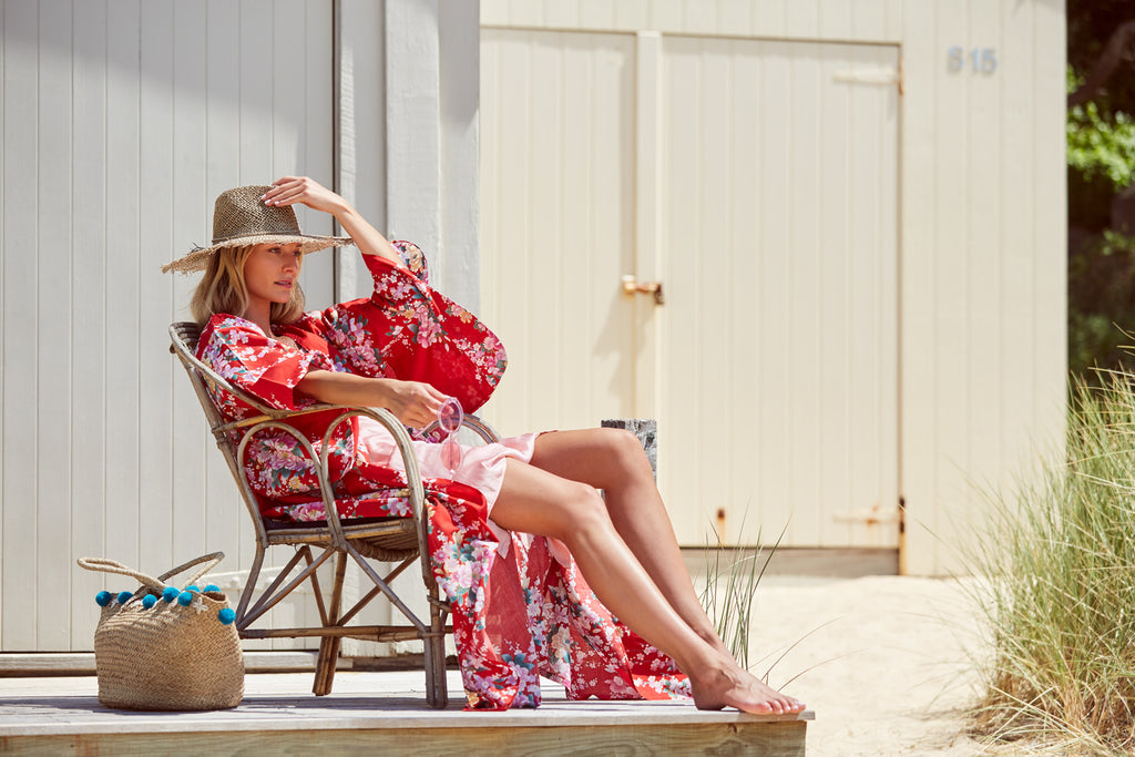 Kimono Robe Dressing Gown Beach Cover up Kimono Resort Wear