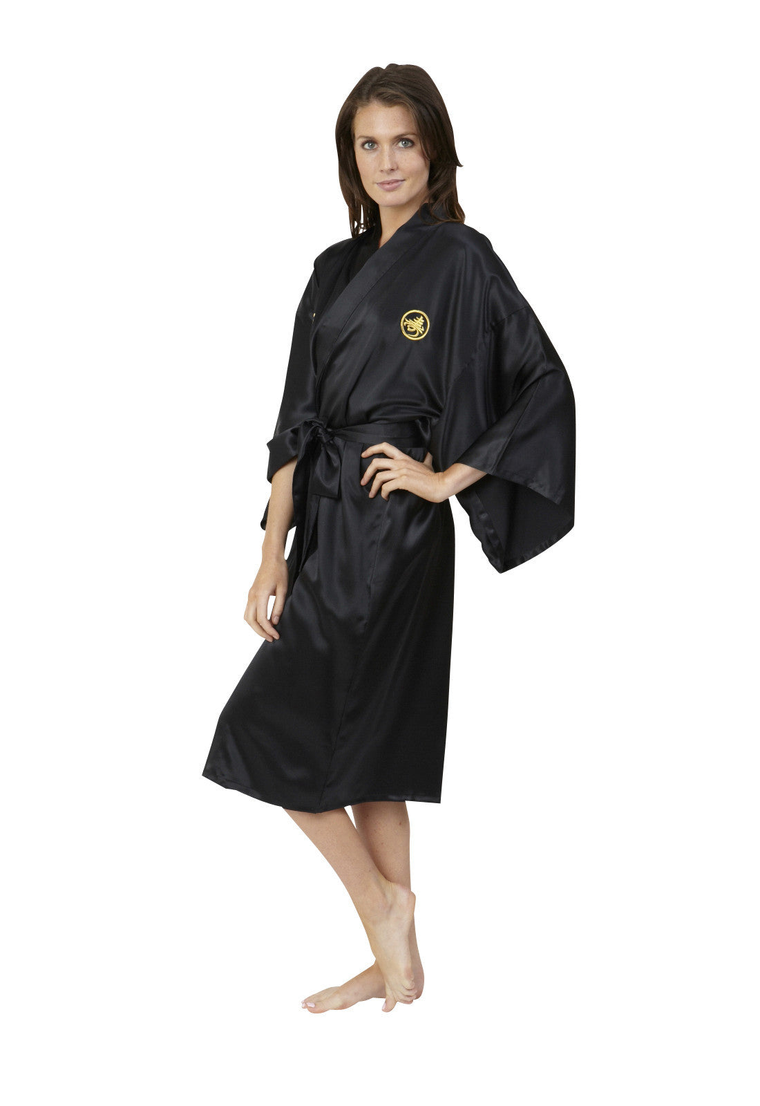 short black dressing gown