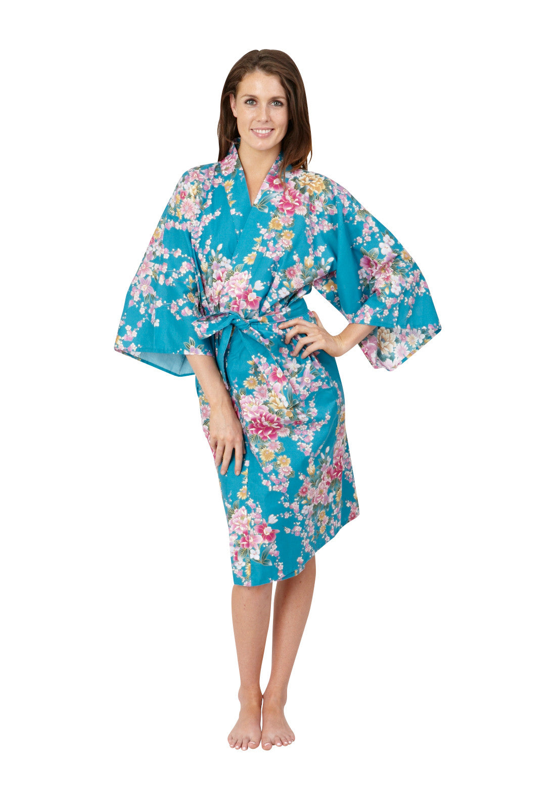 Download Peony & Orchis Short Cotton Happi Coat Kimono - Beautiful ...