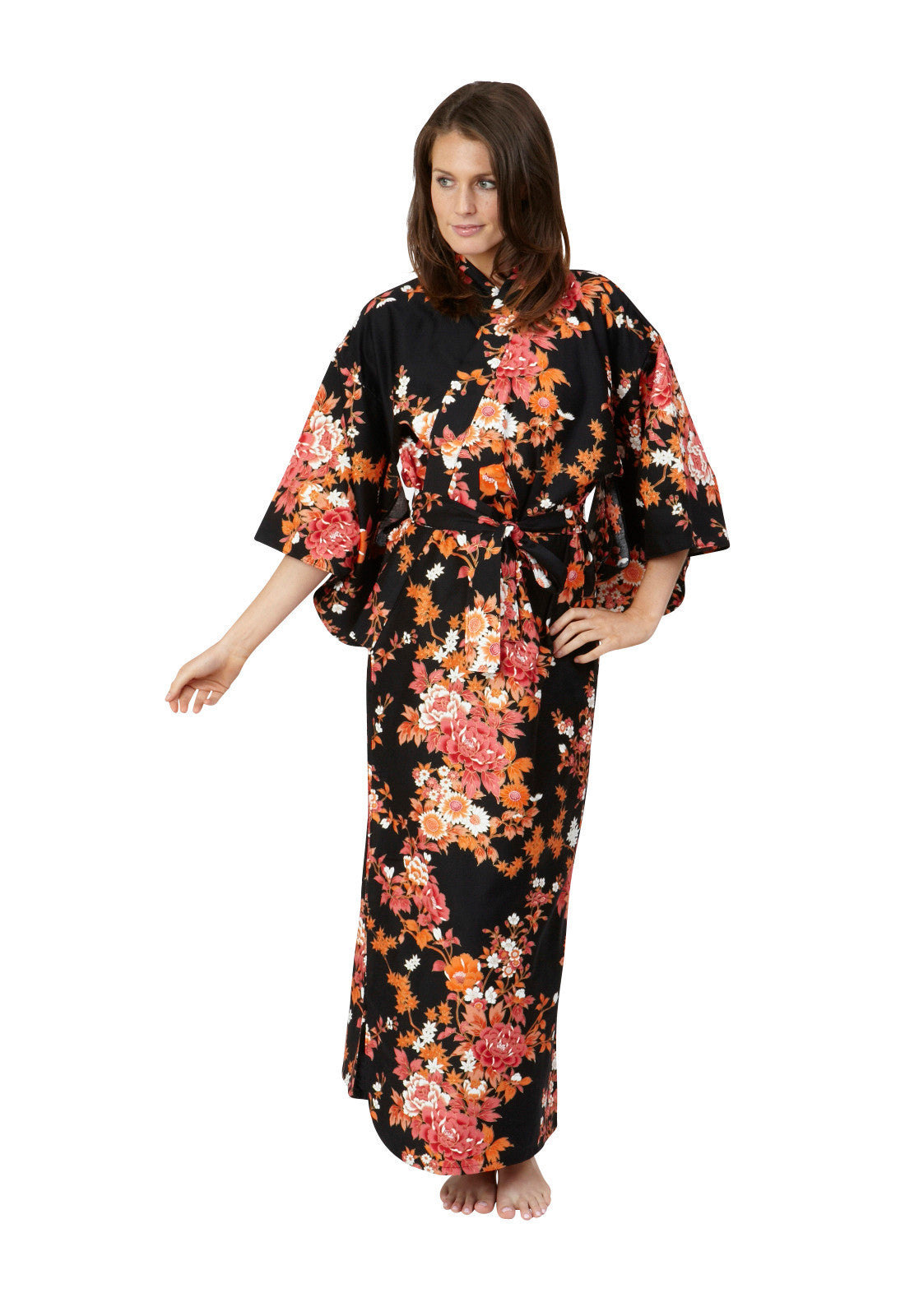 Download Peony & Blossom Long Cotton Yukata Kimono - Beautiful Robes