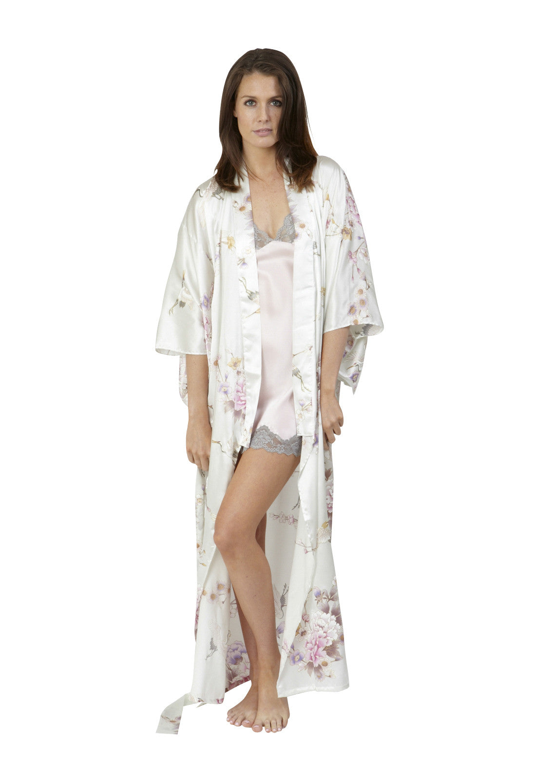 Download Bridal Kimono Crane & Peony Long Silk Kimono - Beautiful Robes