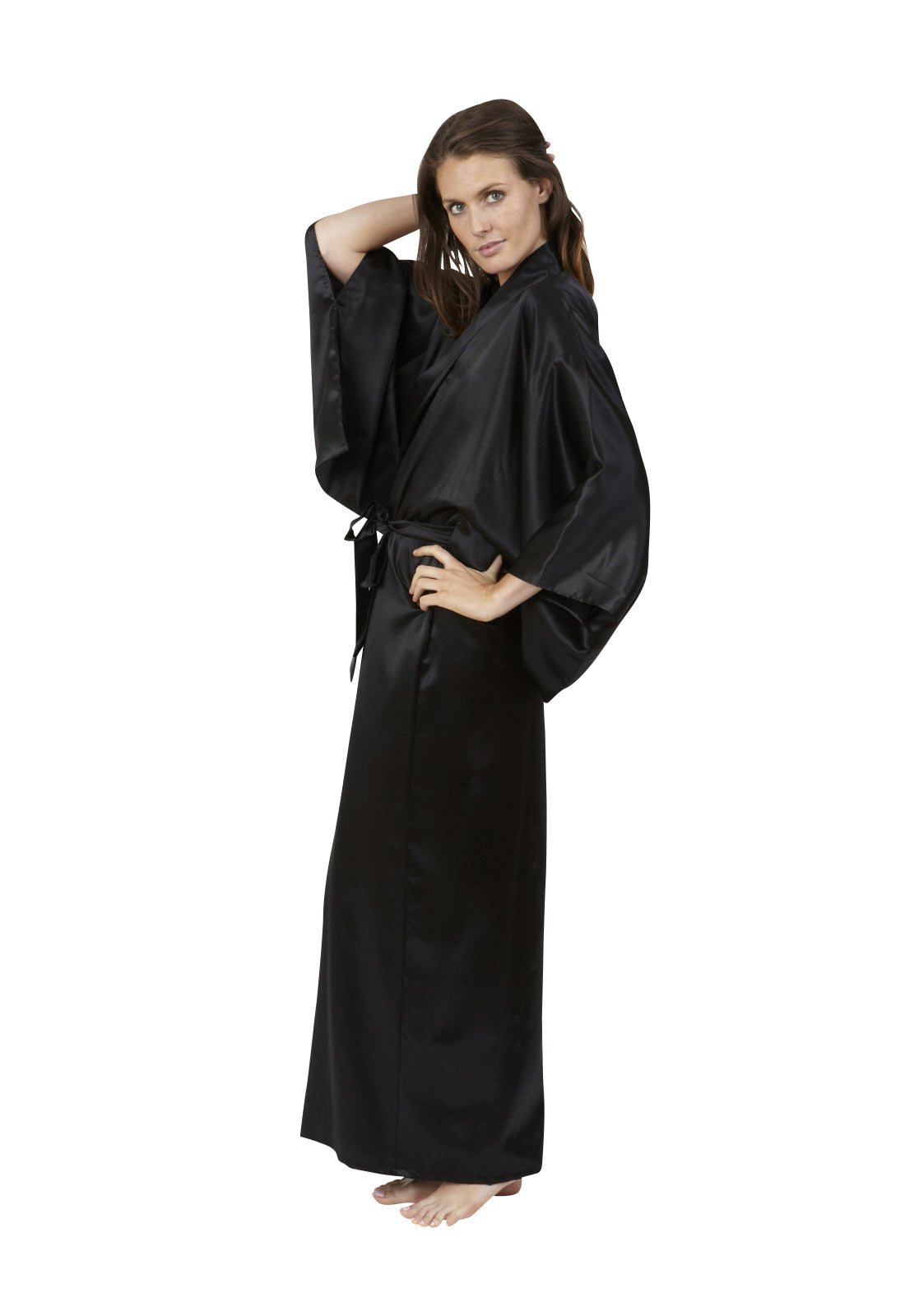 Download Black Fortune Womens Long Poly Satin Kimono - Beautiful Robes