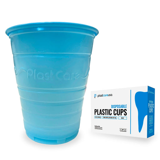 1000 Blue Plastic Disposable Ribbed Drinking Dental Cups, 5 Oz by PlastCare  USA