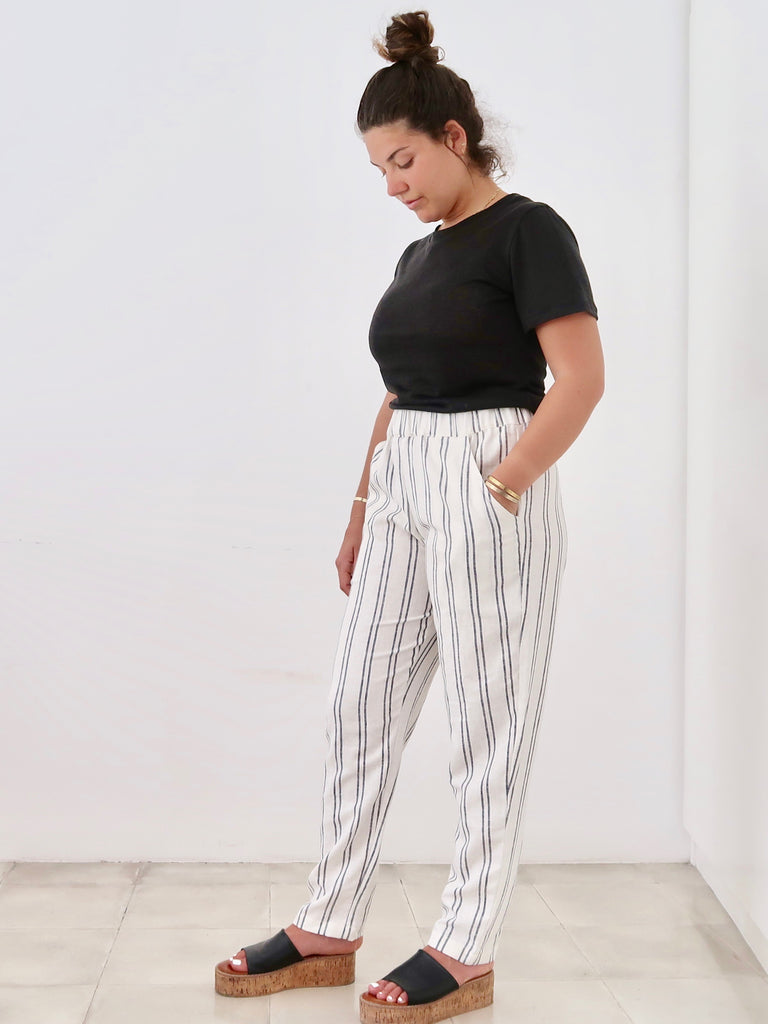 tapered linen pants women