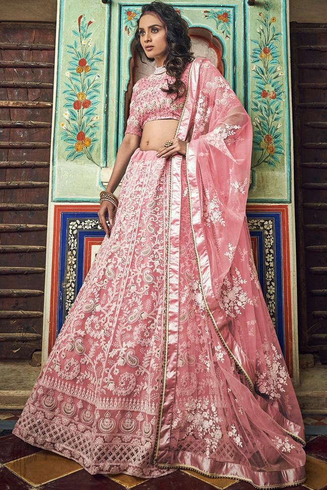 bridal lehenga baby pink