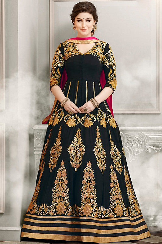 black and pink anarkali