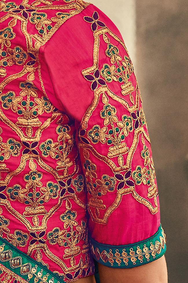 Indi Fashion Light Mustard and Pink Banarasi Silk Saree