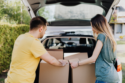 moving boxes out of car