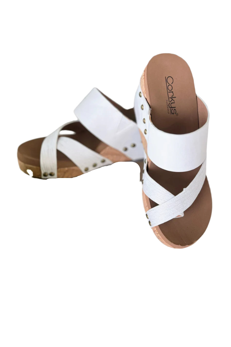 Corky's Bashful White Women's Wedge Sandals - 41-0606-WHTE-R