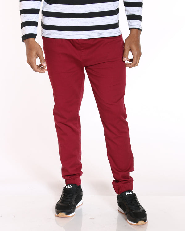 burgundy twill joggers