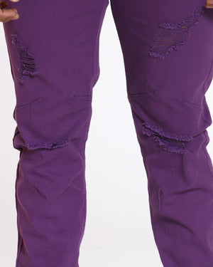 purple ripped jeans