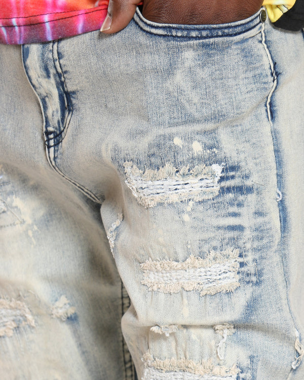 men's rip and repair skinny jeans