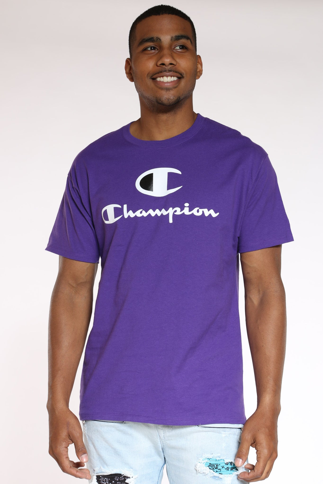 purple graphic tee men