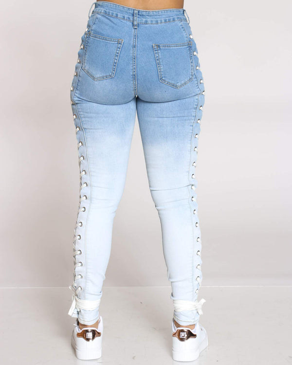 lace up jean