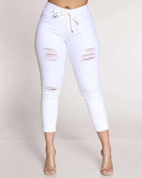 ripped jean joggers womens