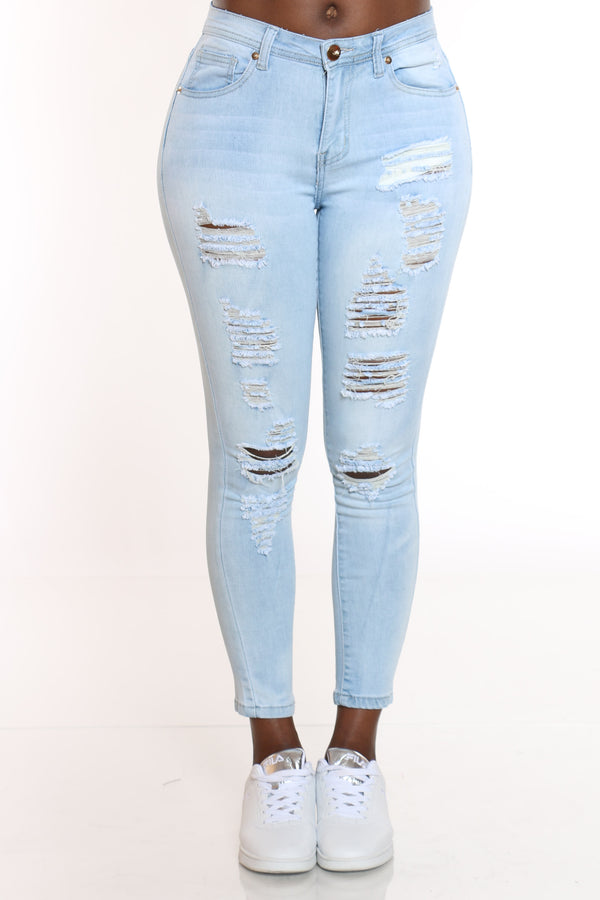 ripped skinny jeans light blue