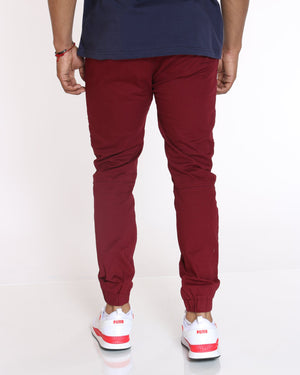 burgundy twill joggers