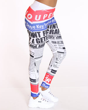 nike women's sportswear newspaper leggings