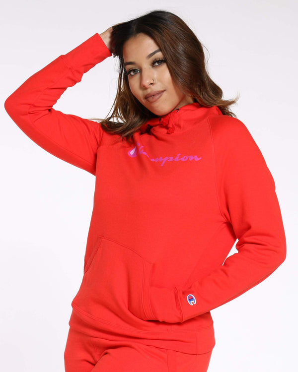 red women's champion hoodie