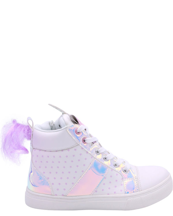 Girls Unicorn Hologram Trims High Top Sneakers Pre School Grade Vim Stores