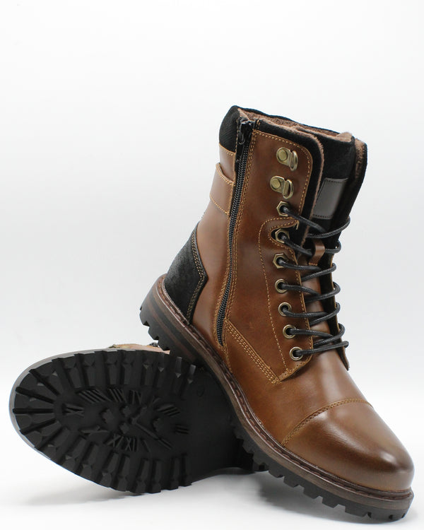 lace up boots with side zipper