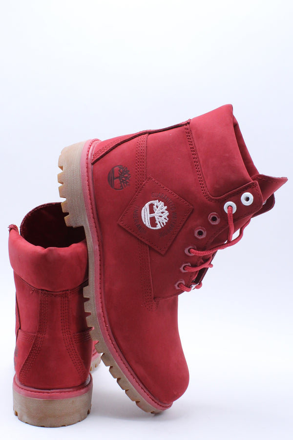 red timberland boots with fur