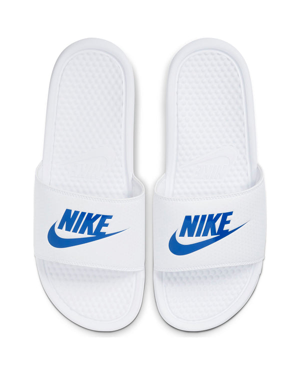 nike benassi white and blue