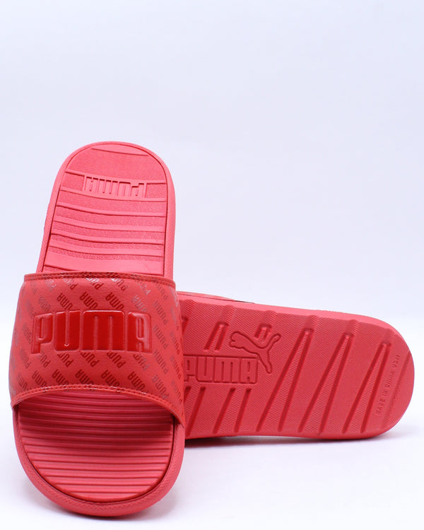 red suede puma slides