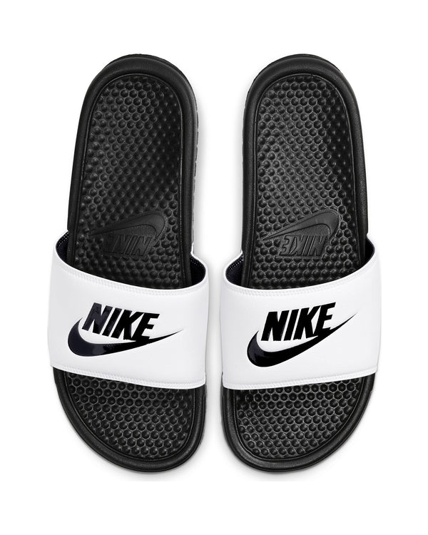 nike benassi white black