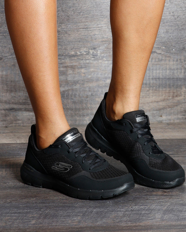 skechers flex black womens