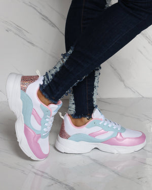 pink mesh sneakers