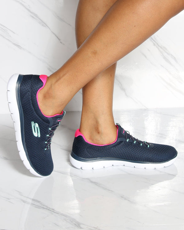 skechers navy pink