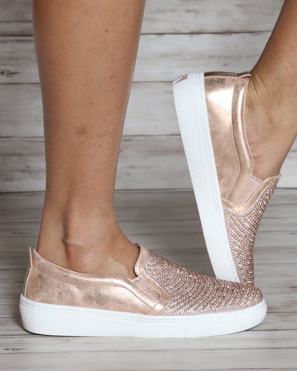 Goldie Shiny Shaker Sneaker - Rose Gold 