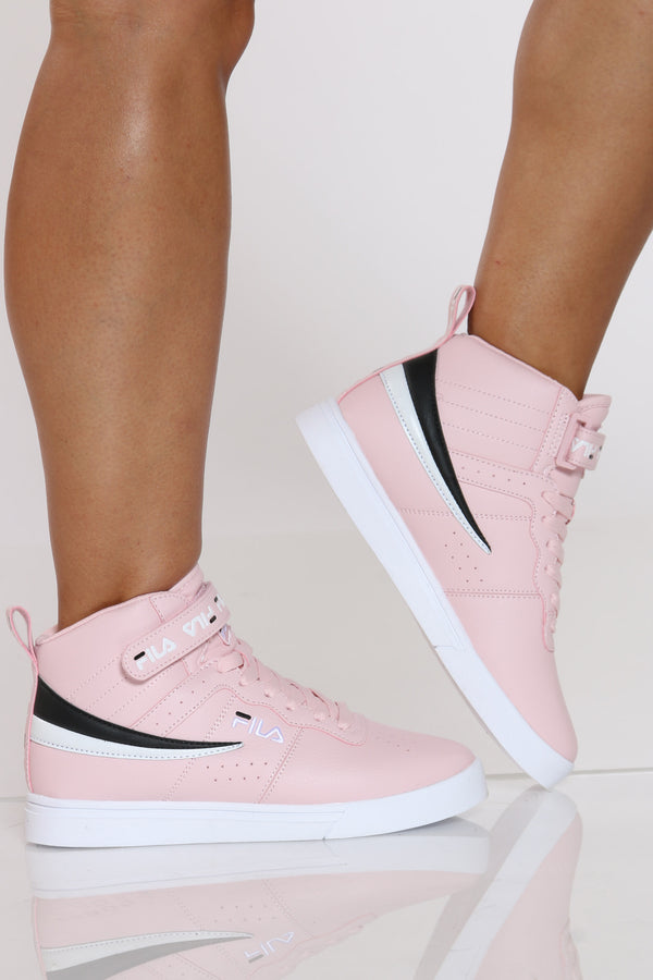pink black and white filas