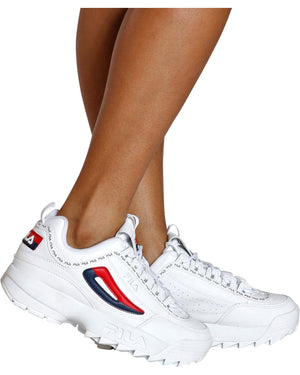 women's fila disruptor ii 2 premium repeat white navy red