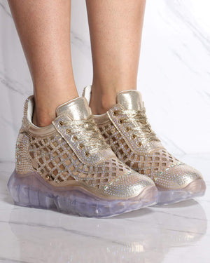 gold rhinestone sneakers