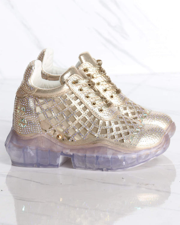 gold rhinestone sneakers