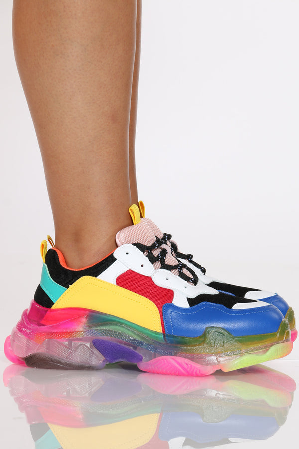 Women's Clear Bottom Sneaker - Rainbow 