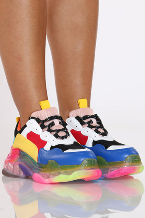 Women's Clear Bottom Sneaker - Rainbow 