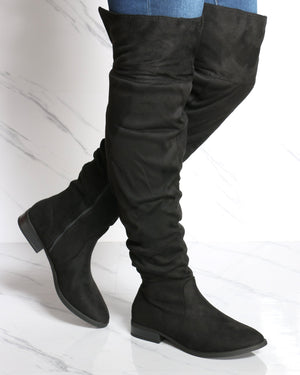 black over the knee slouch boots