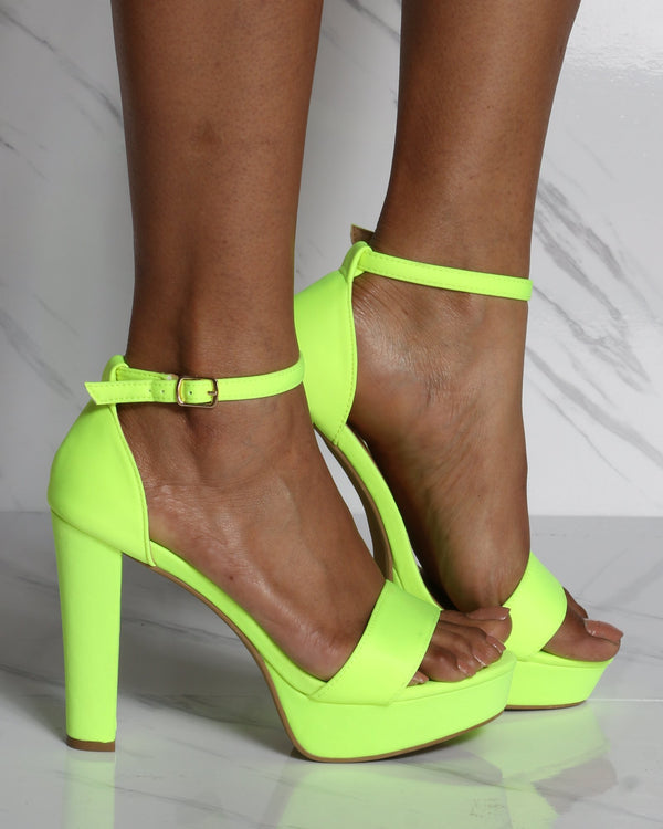 neon green chunky heels
