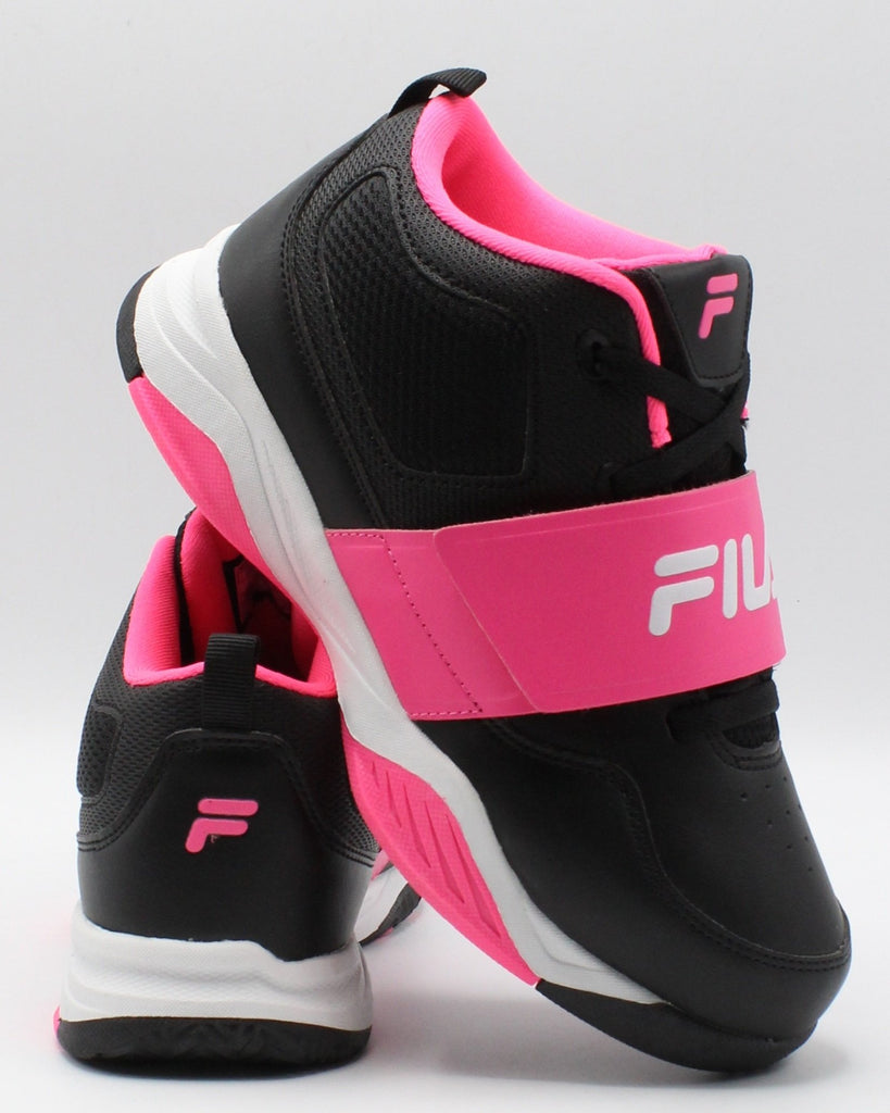 pink and black fila shoes